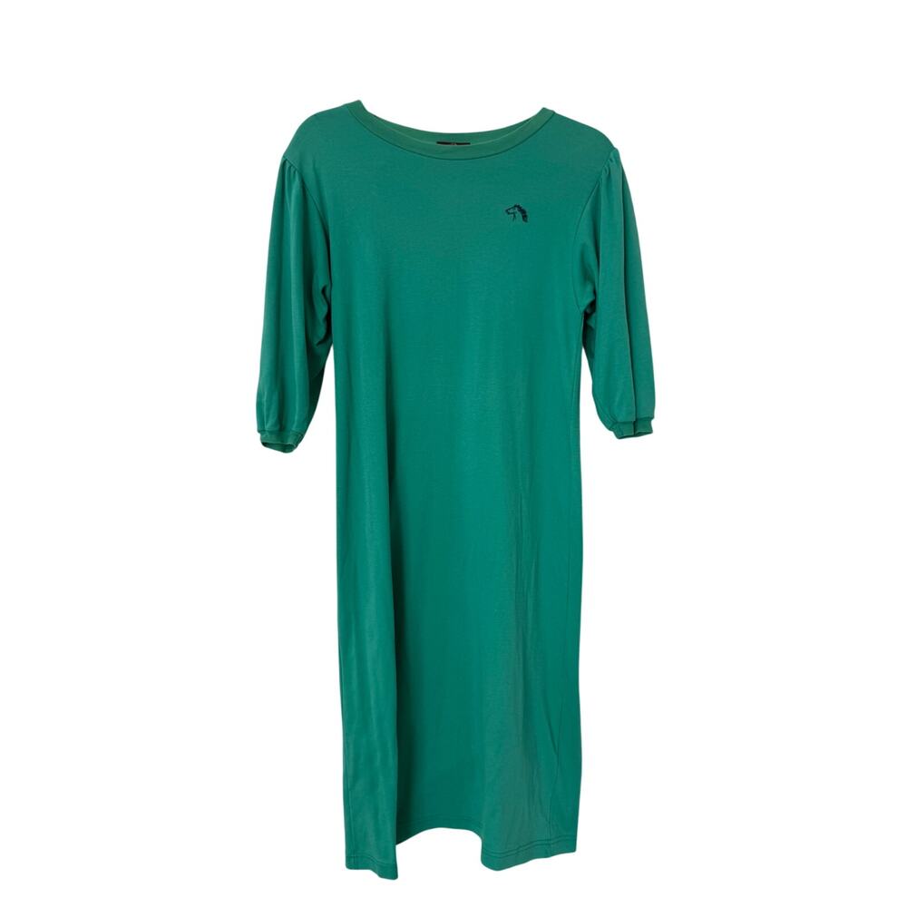 Vintage Jordache Green Knit Horse Logo Knit T-Shirt Dress Sz S